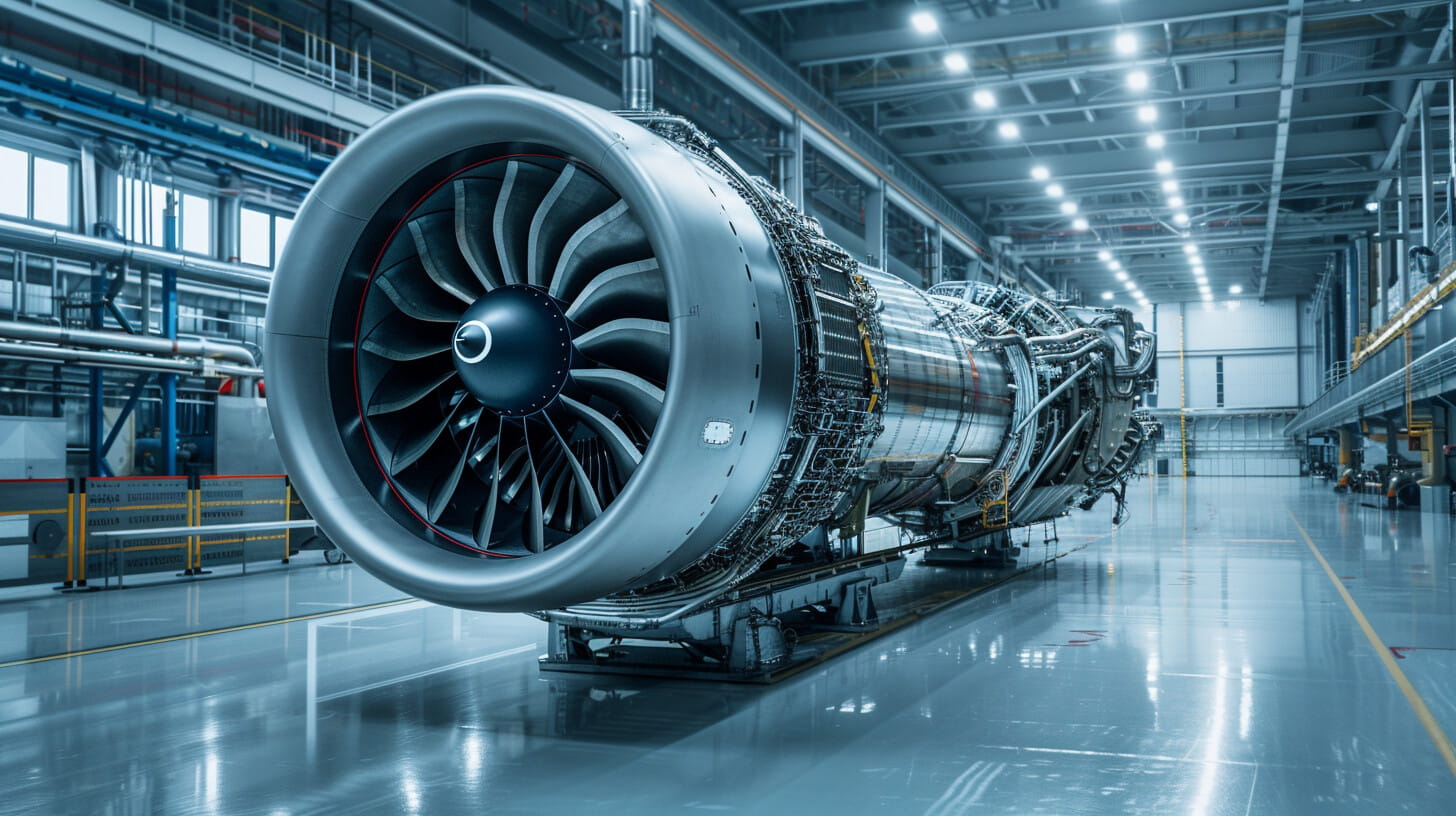 Rolls-Royce Trent XWB engine in assembly at the Derby aerospace facility